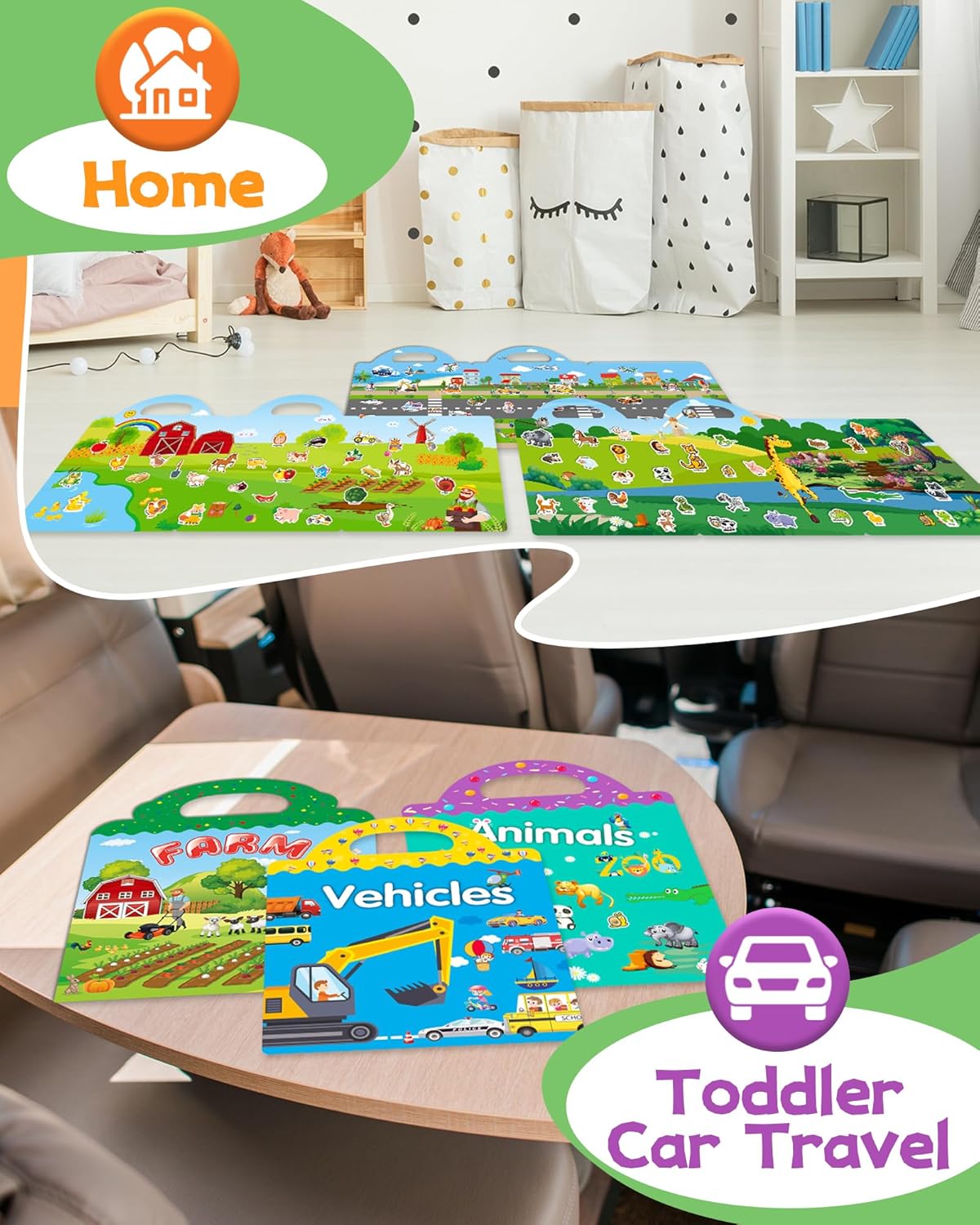 Walenced Reusable Sticker Book for Toddlers, Stickers for Kids, Toddler Sticker Book, Toddler Craft Activities, Toddler Travel Toys Ages 3 and Up Boy Girl Birthday Gifts