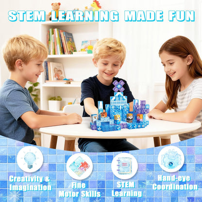 Magnetic Blocks, 150PCS Magnetic Building Blocks, Stacking Magnets for Kids, Sensory Toy for STEM Constructions Magnet Blocks for Girls Age 3+, Christmas Birthday Gifts (Snow Castle)