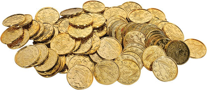 Beistle 200 Piece Embossed Plastic Coins For Pirate Treasure Chest Favors, Casino Theme Decorations