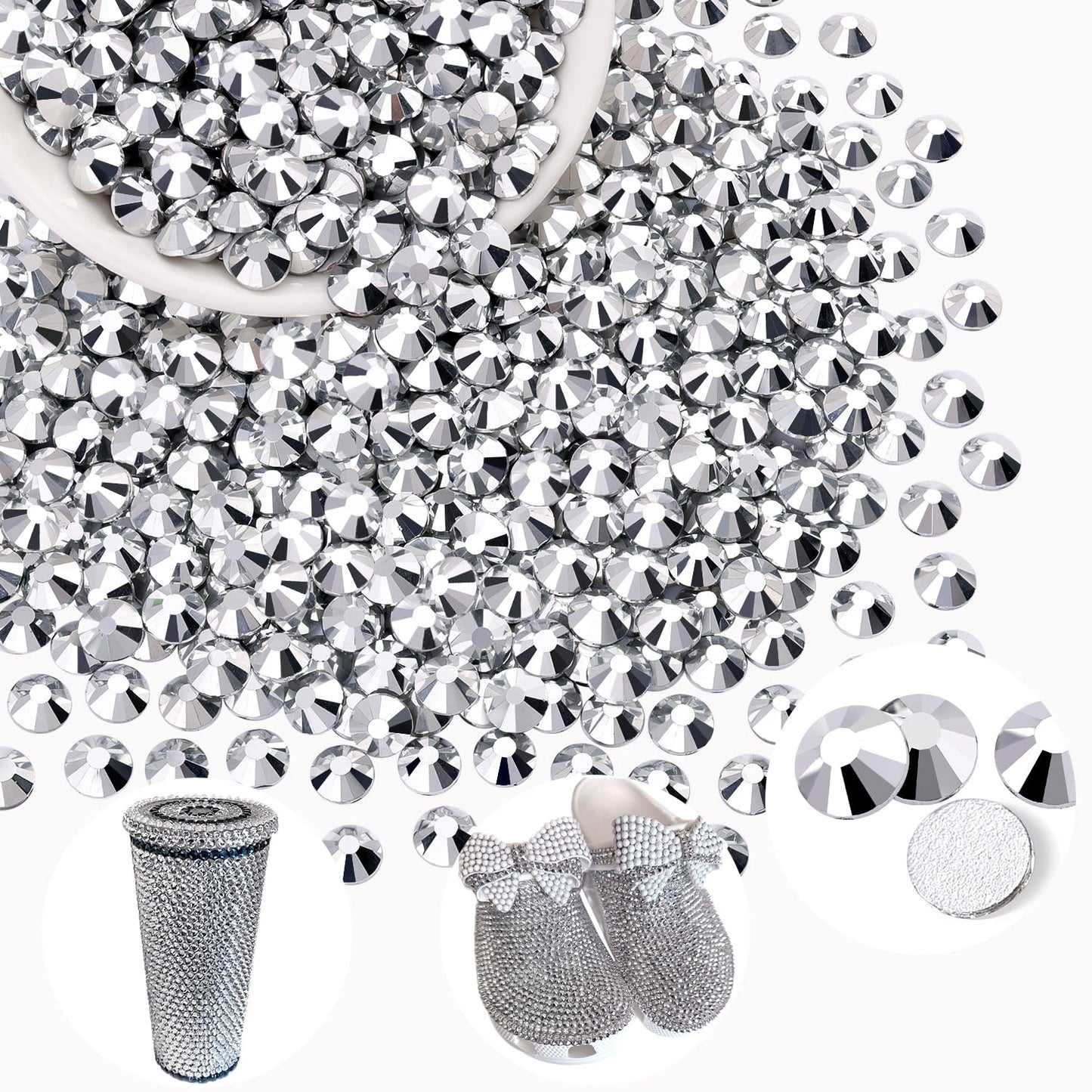5000PCS SS6/2mm Glass Crystal Rhinestones (Clear), Bedazzling Flatback Rhinestones for Crafting DIY Crafts Nail Art Makeup Decoration, Gems Diamond Charms for Tumbler Shoes Clothing Mug