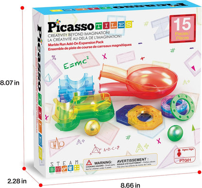 PicassoTiles 70pc Marble Run Magnetic Tiles STEM Set for Kids Ages 3 and Older Magnet Tile Marbles Maze Building Blocks Brain Development Toy Preschool Educational Learning Construction Playset PTG70