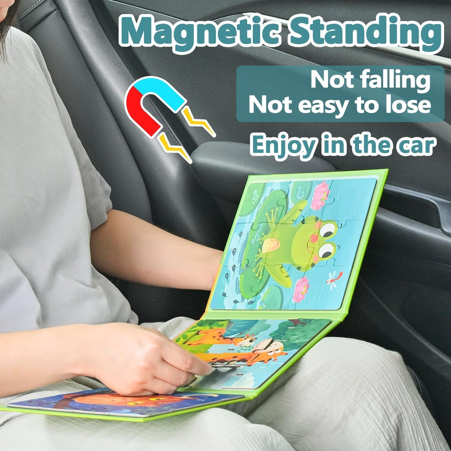 D-KINGCHY Magnetic Puzzles for Kids Ages 5+, 2-in-1 Puzzle Book 60 72 Pieces, Travel Jigsaw Puzzles, Road Trips Toys for 5 6 7 8 Boys Girls Birthday Gift (Dinosaur and Space)