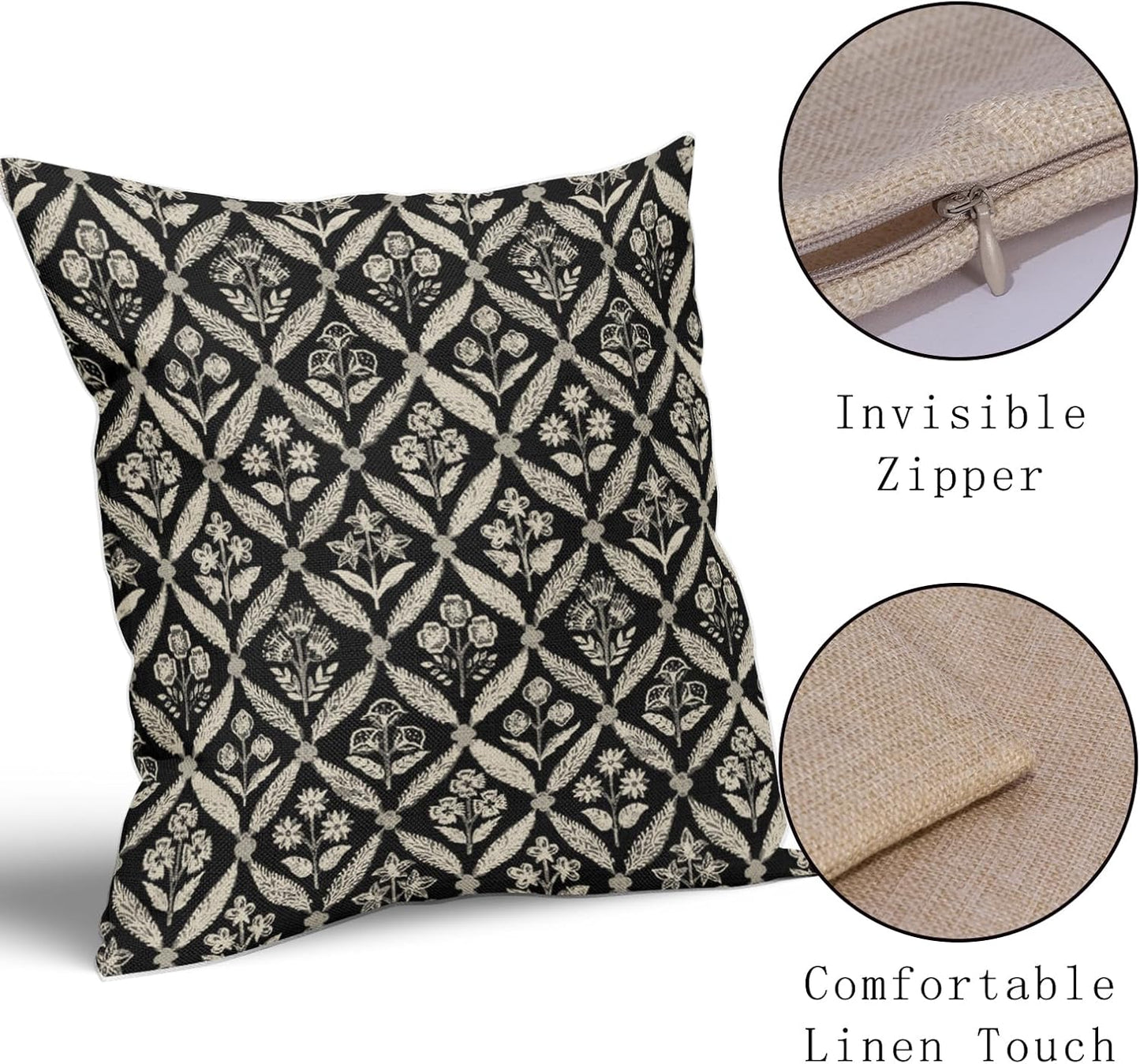 Blue Green Floral Block Print Pillow Covers 12X20 Set of 2, Flower Pattern Spring Summer Print Decorative Throw Pillow Covers Outdoor Farmhouse Seasonal Cushion Case Couch Sofa Bed Decor