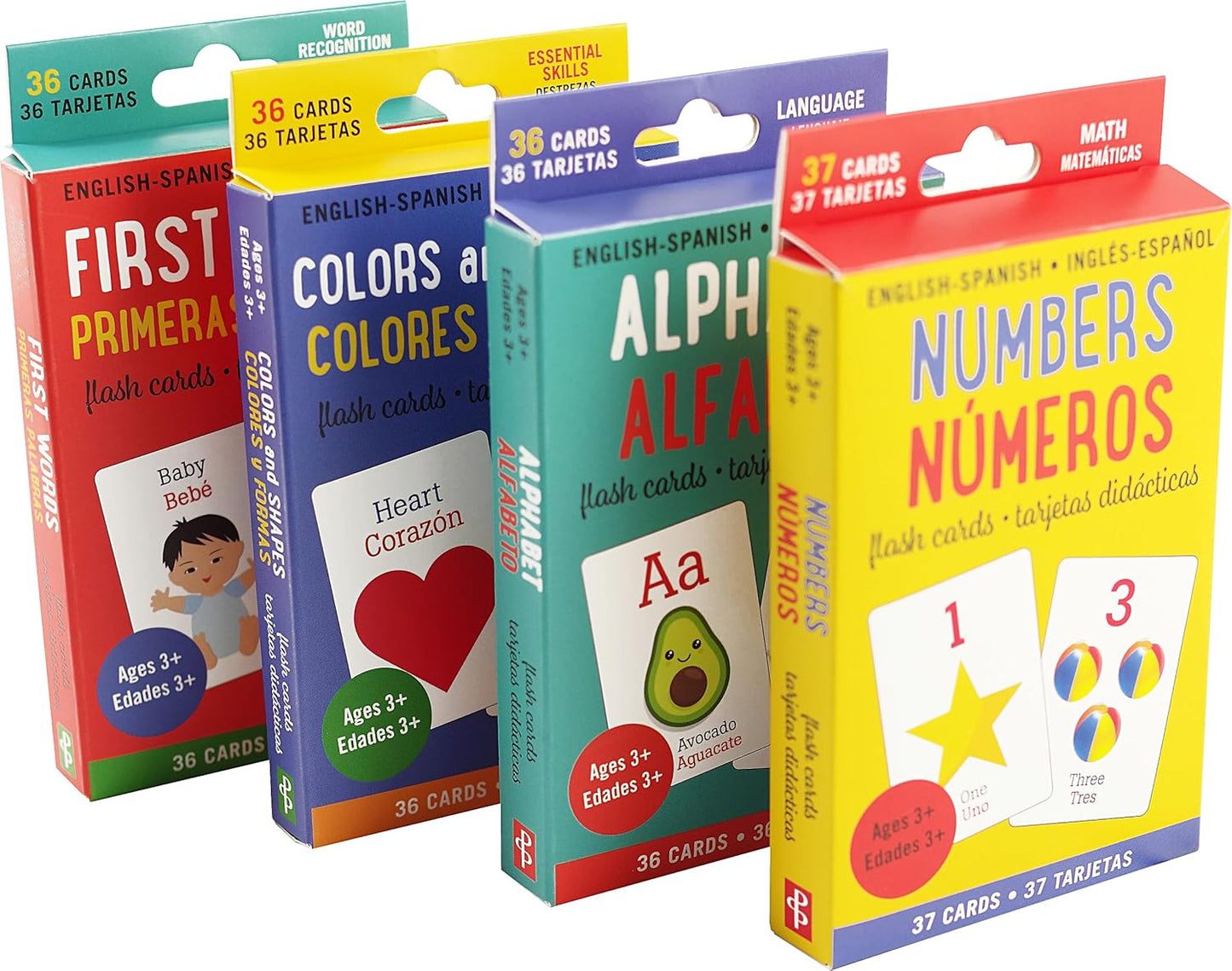 Bilingual Flash Cards Value Pack - Spanish and English (Includes Alphabet, Colors & Shapes, First Words, and Numbers) (Set of 4 Decks)
