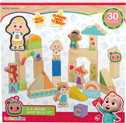CoComelon 51-piece Classic ABC Wooden Block Set, Preschool Building Toys, Learning and Education