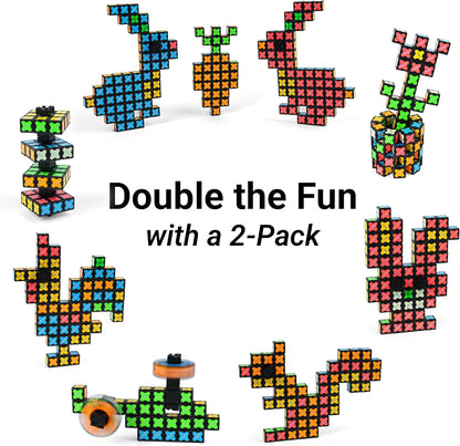 TOSY Magnet Cube 2x2 - 8 Blocks, 2in1 Toy: 2x2x2 Puzzle Cube and Customizable Infinity Cube, Easter Basket Stuffers Gifts for Kids/Grandkids, Glowing w/ UV Flashlight, STEM Toy, 2-Pack