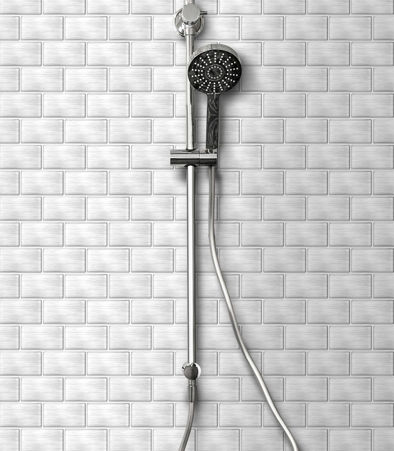 VViViD 11 Sheets Peel and Stick Grey Gloss Faux Ceramic Brick Wall Tiles, Self Adhesive Backsplash 12”x12”, 2mm Thick Kitchen, Bathroom (11 sq. ft.)
