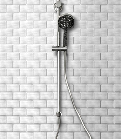 VViViD 11 Sheets Peel and Stick Grey Gloss Faux Ceramic Brick Wall Tiles, Self Adhesive Backsplash 12”x12”, 2mm Thick Kitchen, Bathroom (11 sq. ft.)