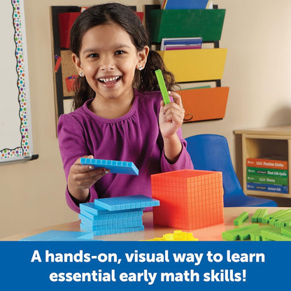 Learning Resources Brights! Base 10 Starter Set - 100 Piece Set, Ages 6+, 1+ Grade, Math Manipulatives, Teacher Supplies, Back to School