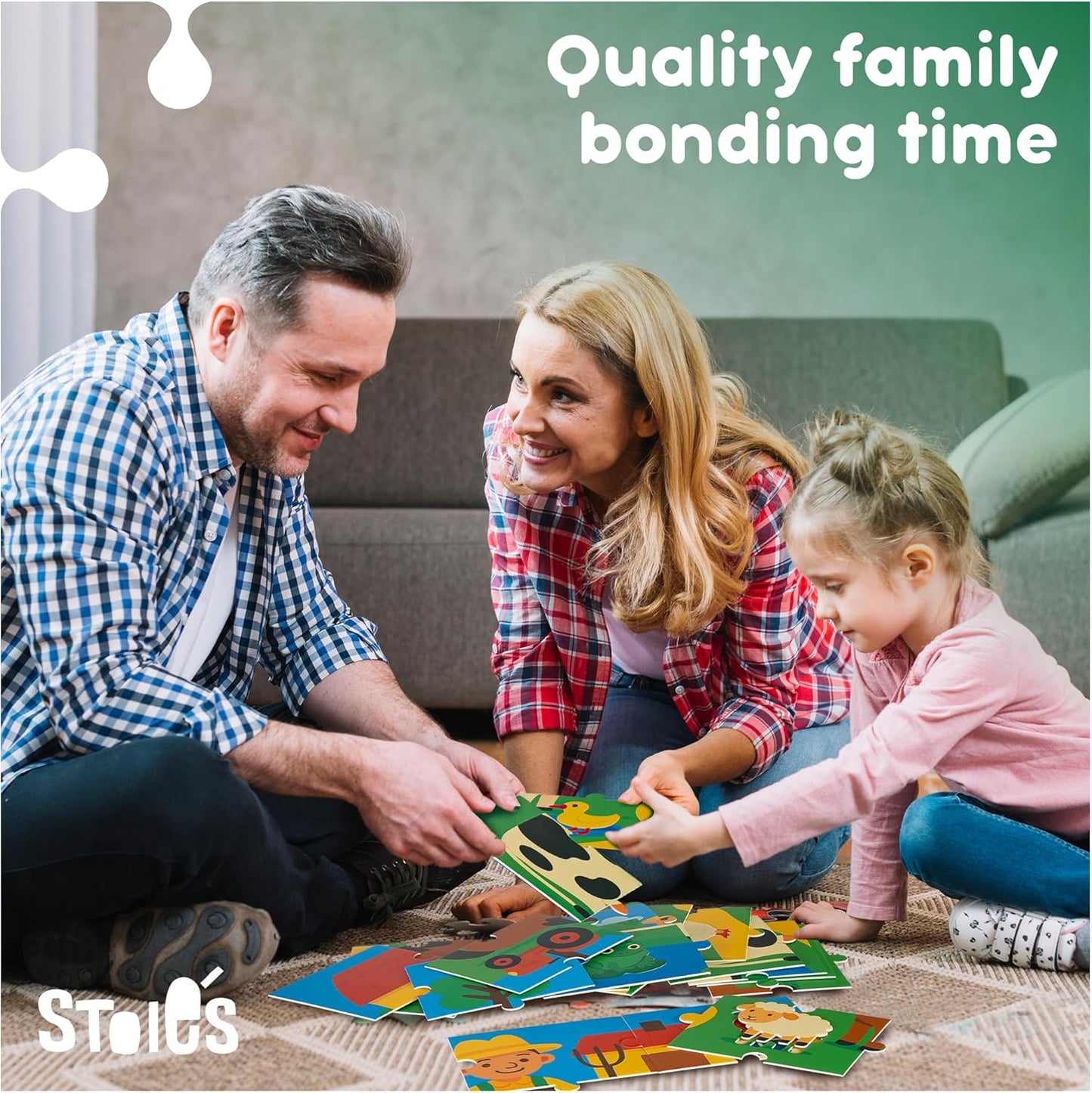 Stoie's Giant Floor Puzzle for Kids Ages 1-3 - My House Theme with 7 Different Rooms - Aids in Developing Fine Motor Skills and Critical Thinking - Made with Durable, Ecological Materials