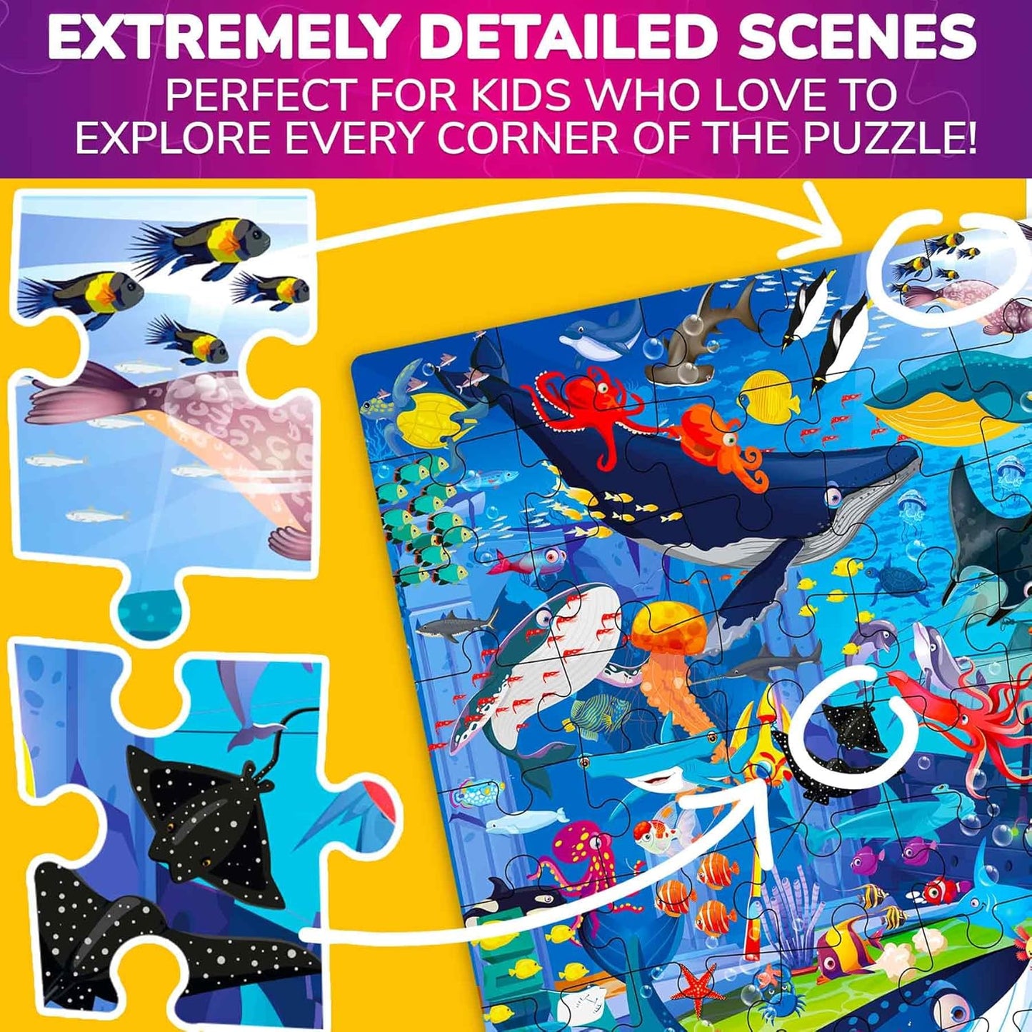 QUOKKA 100 Piece Puzzles for Kids Ages 4-6 – Floor Kids Puzzles Ages 6-8 Year Old – Toy for Learning Forest Animals for 8-10 yo – Jigsaw Toddler Game for Boy and Girl 3-5