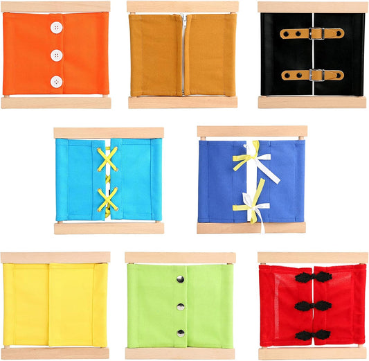 WEBEEDY Dress Practicing Boards Busy Board Dress Practice Boards Christmas Birthday Unique Gift (Set of 8)
