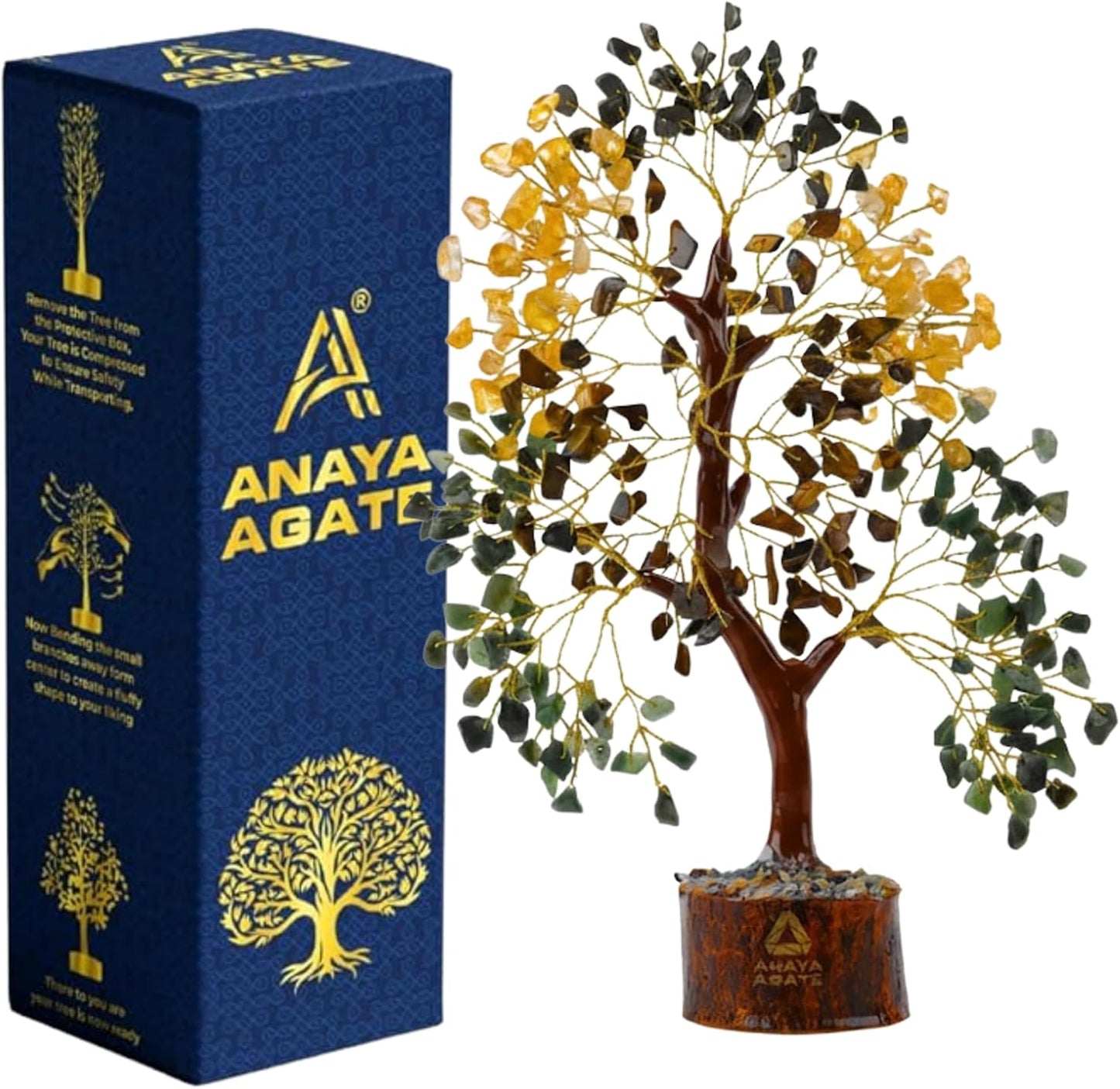 ANAYA AGATE 7 Chakra Healing Crystal Tree of Life Kit, Bracelet, Pendant, Necklace, Feng Shui Money Bonsai Tree, Positive Energy for Women, Mom, Sister and Housewarming Decoration