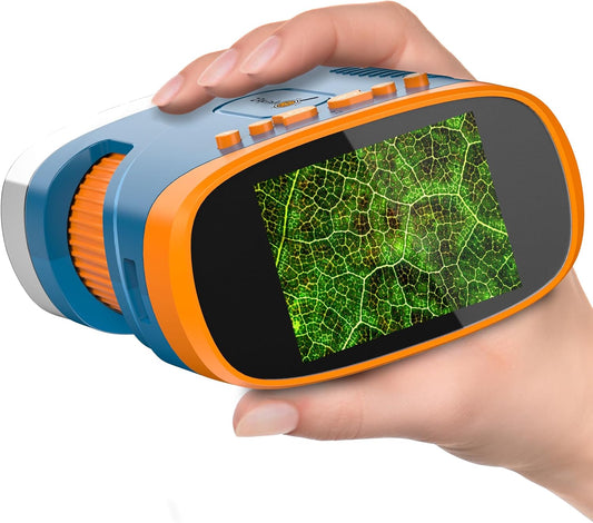 1000X Rechargeable Handheld Digital Microscope for Kids – Portable STEM Science Toy Gift with Carrying Case and USB Camera, 12 Prepared Slides, Adjustable Stand (Galaxy Blue)