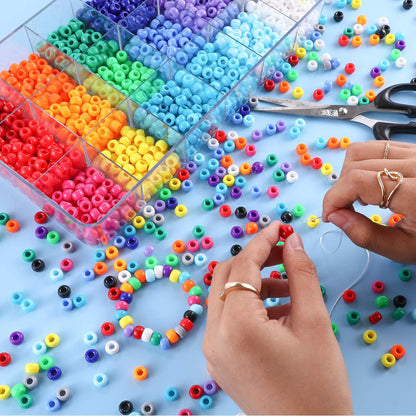 1720+pcs Pony Beads Kit 1830pcs 6 Style Letter Alphabet Beads Rainbow Plastic Pony Bead Bulk Multicolor Kandi Bead Elastic String DIY Crafts Jewelry Making Kit for Bracelets Necklaces