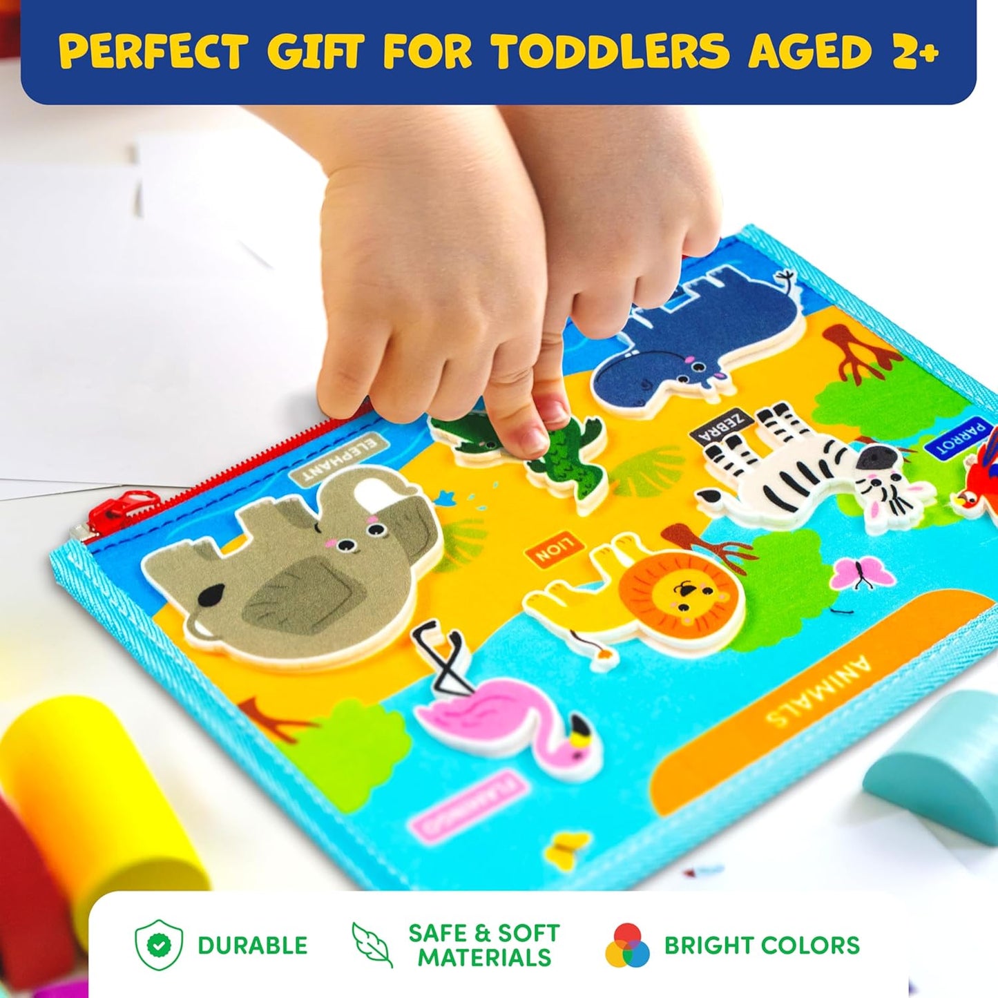 Clever Fox Play Busy Book for Toddlers 1-3 Year-Old – Baby Busy Board Book – Montessori Felt Activity Board for Learning Fine Motor Skills, Car Airplane Travel Toy – Birthday Gift for Kids Ages 1+
