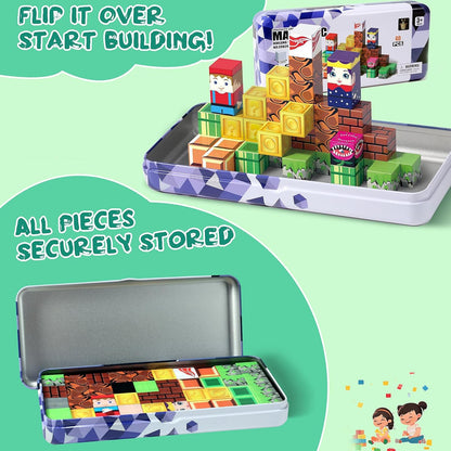 Magnetic Tiles, 70pcs Building Blocks with Storage Case, Toddler Toys Magnetic Blocks, Toys for Ages 3-5 4-8 Boys Girls,for Preschool Learning Birthday