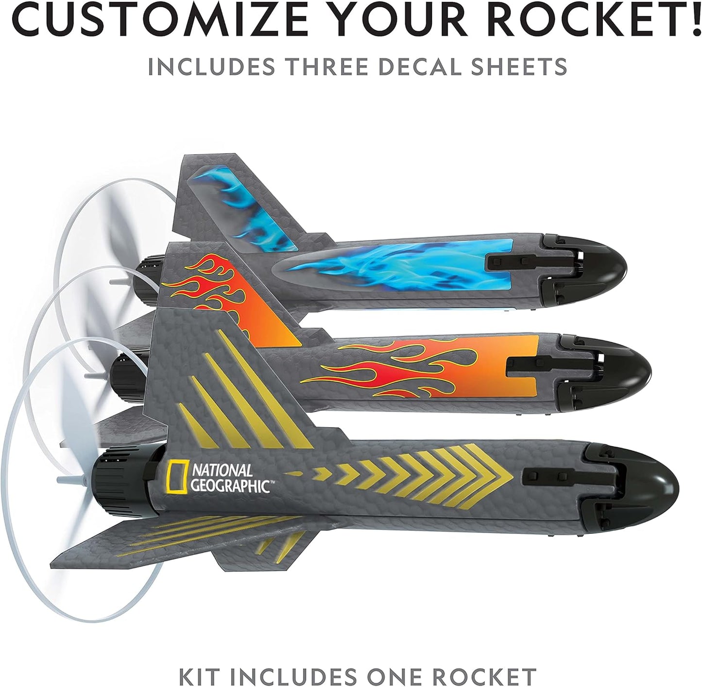 National Geographic Air Rocket Toy – Ultimate LED Rocket Launcher for Kids, Jump and Launch the Light Up, Air Powered, Foam Tipped Rockets up to 100 Feet