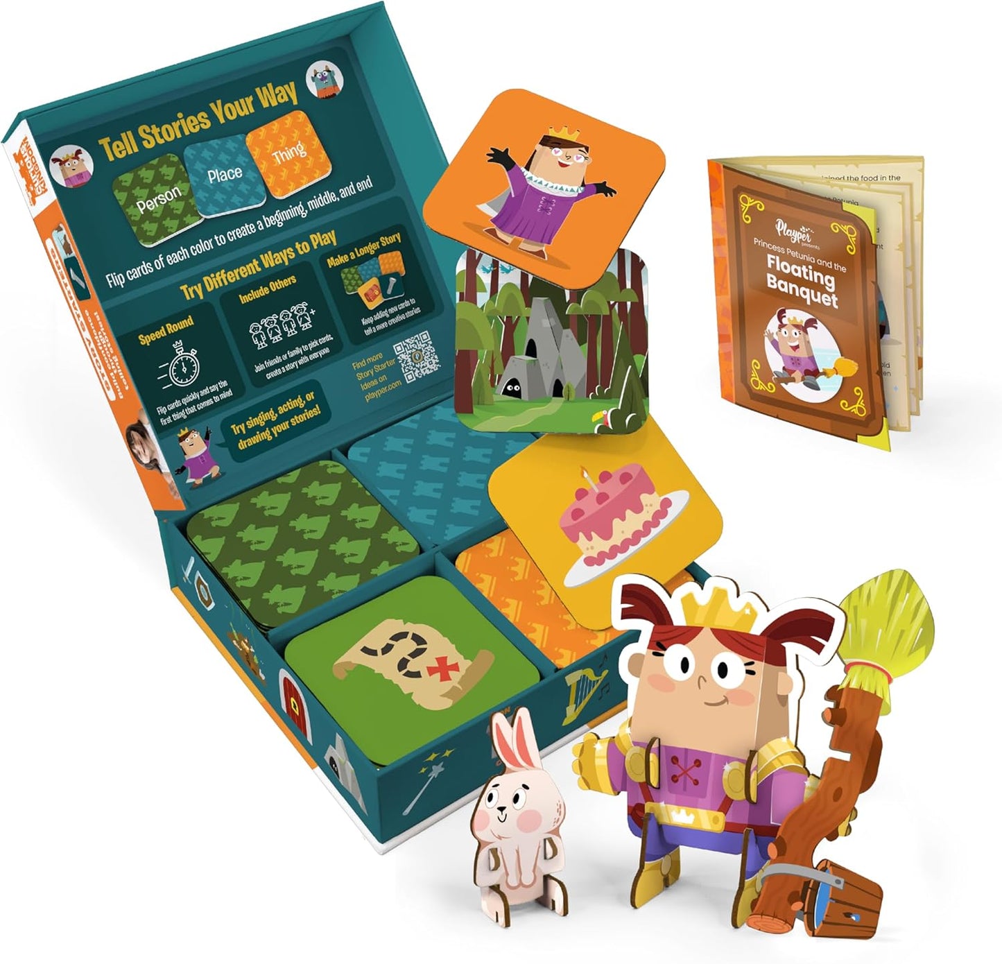 Story Starters for Kid Beginners: Visual Create a Story Card Activity Pre-Literacy Illustrated Story Prompts (No Reading Required) Part of The Curious Kingdom by Playper