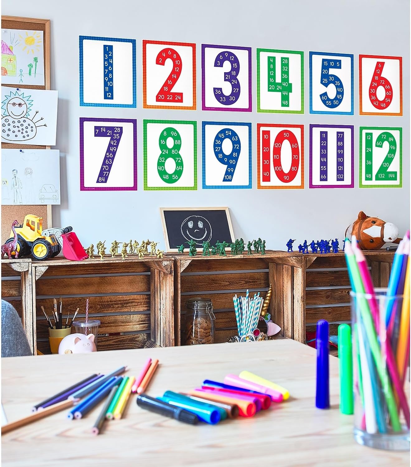 Carson Dellosa 14-Piece Mathematics Strategy Posters, 8.5" x 11" Wall Art Ten Frame, Counting, Number Line, Math Manipulatives, Facts, and More Strategies, Classroom Decor and Teacher Supplies
