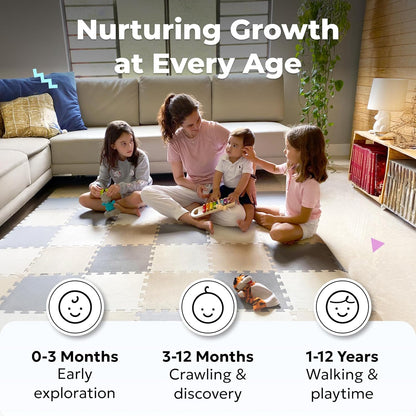 MioTetto Baby Play Mat, Soft Foam Floor Tiles for Kids. Adjustable Interlocking Foam Tiles, Fits with 50x50 Playpen Baby mat for Crawling & Development, Safe & Non-Toxic Playmat for Babies 6-12 Months