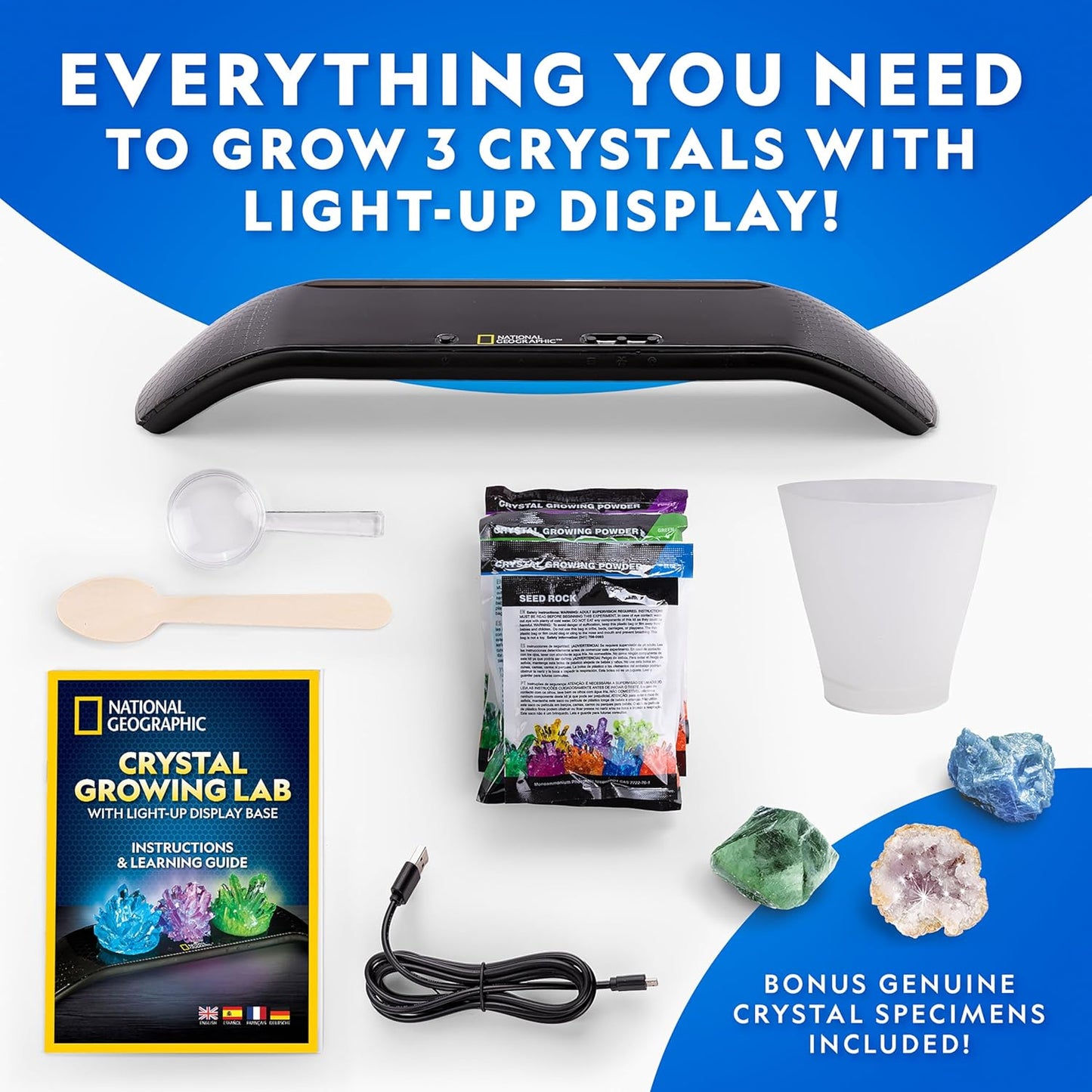 National Geographic Rock Collection Box for Kids – 300+ Piece Gemstones and Crystals Set Includes Geodes and Real Crystals, Rocks and Minerals, Science Kit for Kids, A Geology Gift for Boys and Girls