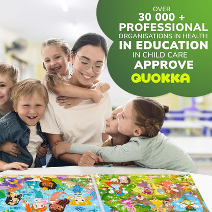 QUOKKA Puzzles for Toddlers 3-5 - 4 x 30 Pieces Puzzles for Kids Ages 2-4 - Animal Learning Jigsaw Puzzles for Kids 4-6 Years Old - Educational Toys for Boy and Girl