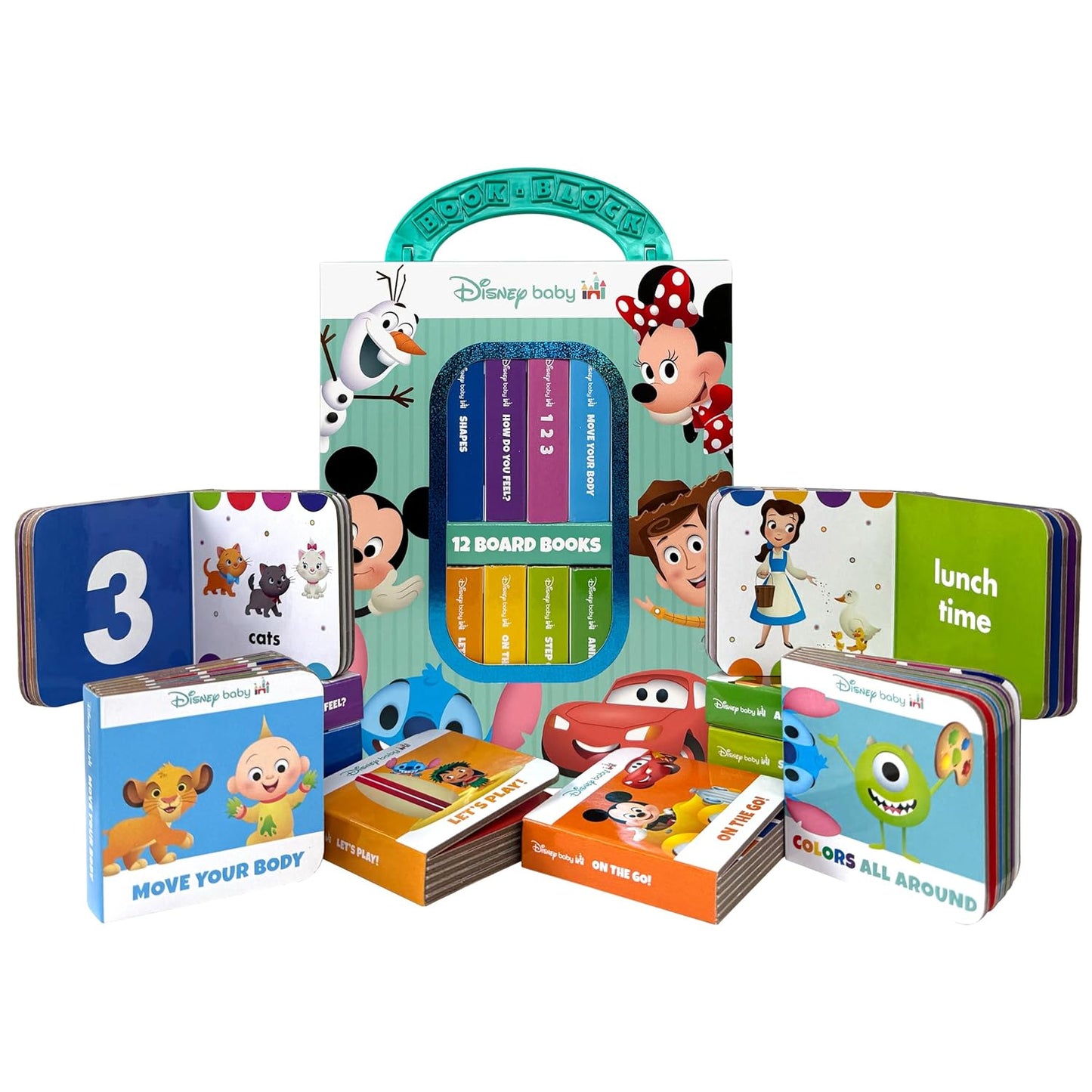 Disney Baby Mickey Mouse, Minnie, Toy Story and More! - My First Library 12 Board Book Set - First Words, Shapes, Numbers, and More! Baby Books - PI Kids