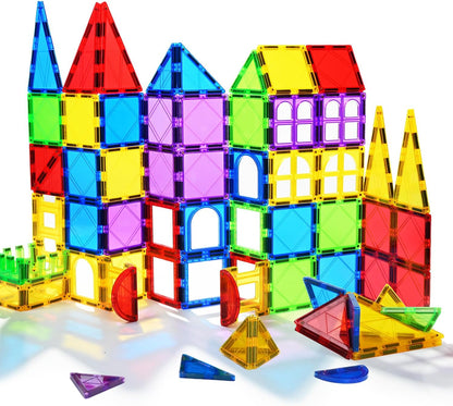 MAGBLOCK Magnetic Tiles Toys for Kids Magnet Building Tiles 100 Pcs Magnetic Blocks Preschool Building Sets Educational Toys for Toddlers Boys and Girls.