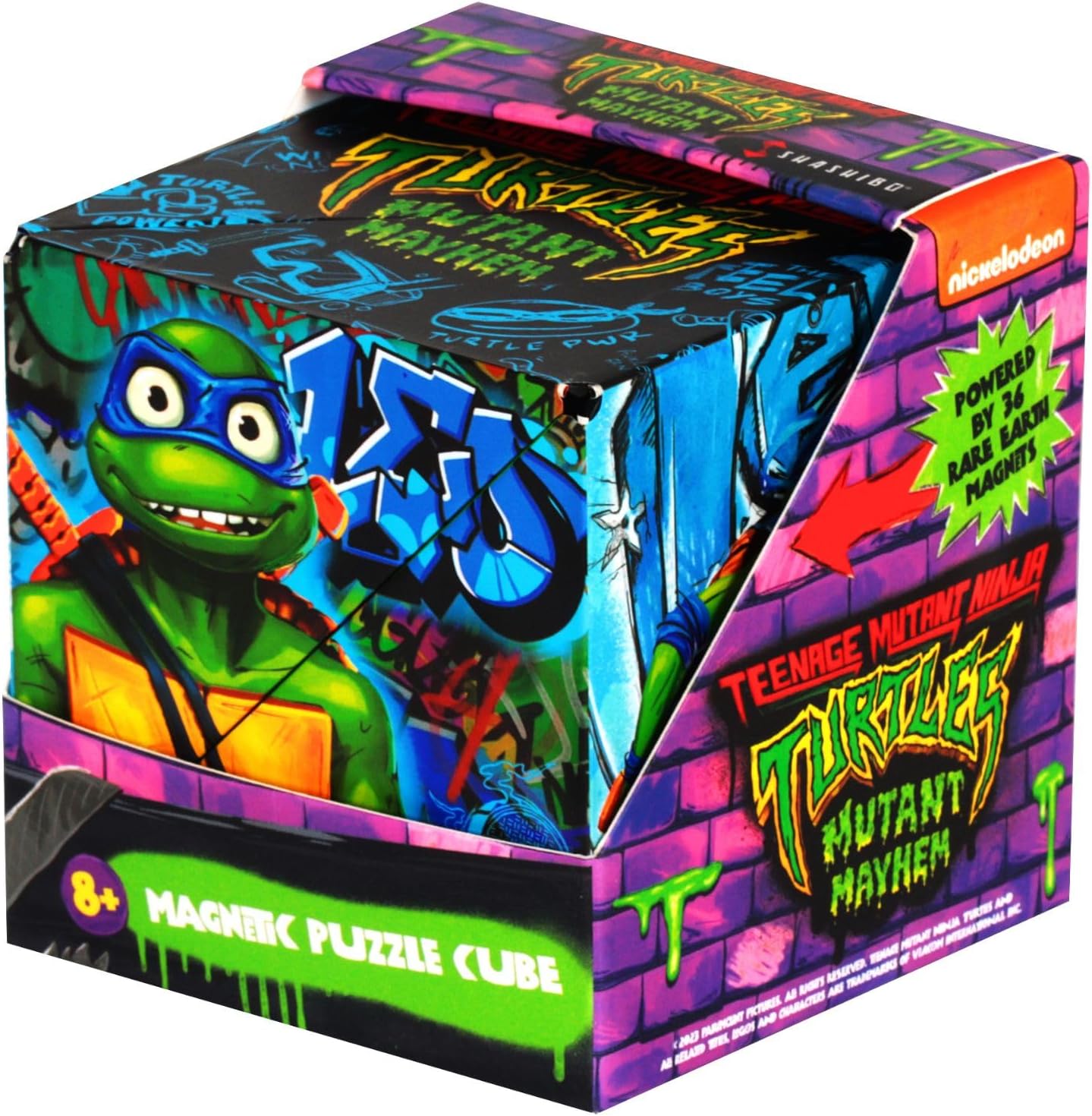 SHASHIBO Teenage Mutant Ninja Turtles Shape Shifting Box - STEM Magnetic Fidget Cube that Transforms Into Over 100 Shapes, Download Fun in Motion Toys Mobile App (Raphael)
