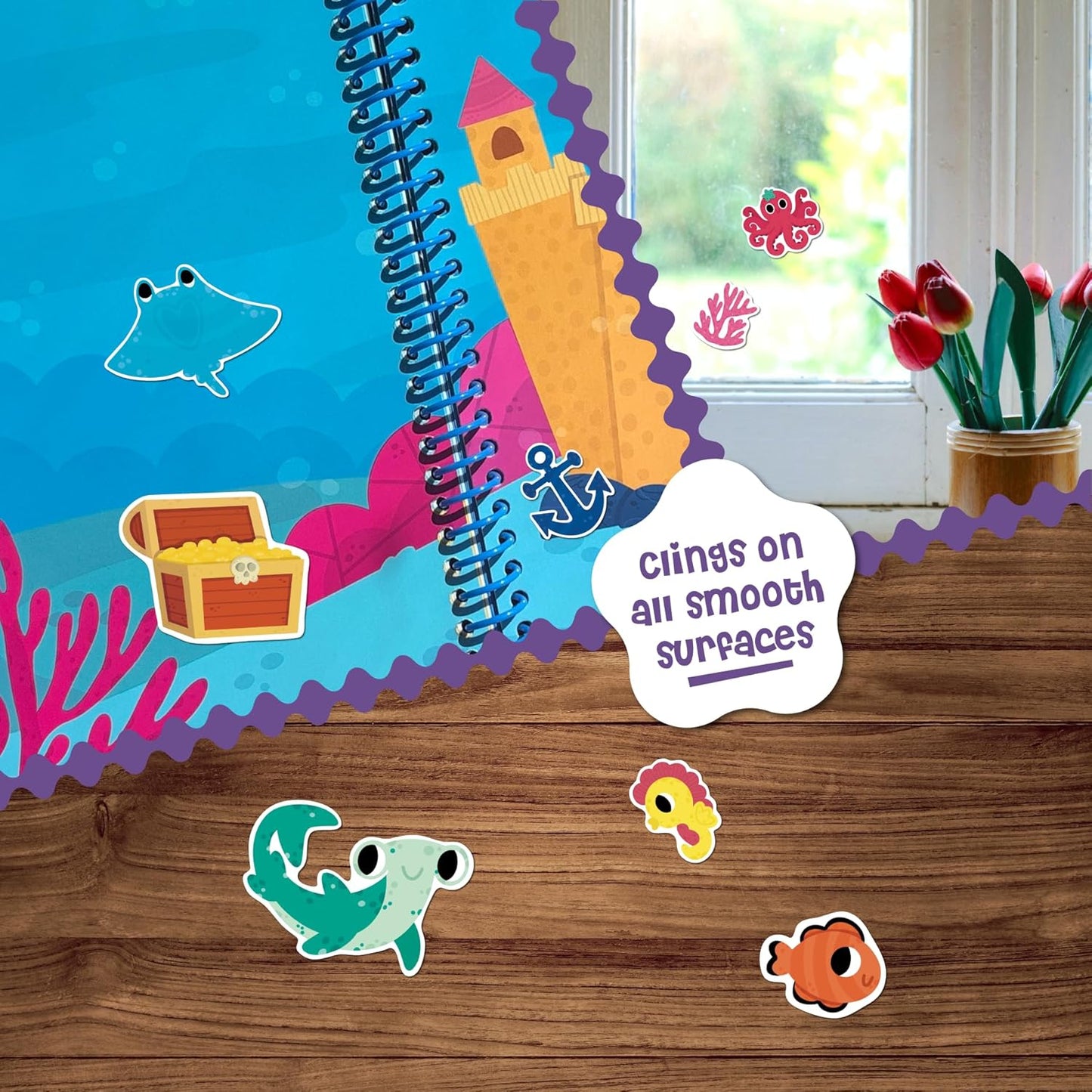 Stick4Ever Jelly Sticker Book - for Kids - Waterproof, Easy to Clean Reusable Sticker Book for Toddlers- Reusable Road Trip Activities for Kids - Stocking Stuffers for Toddlers (Wonderland)