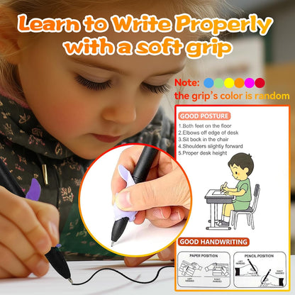 4 Magic Grooved Writing Practice for Kids - English Pre K Tracing Practice Book, Reusable Preschool Handwriting Workbooks Without Tears, 4-Theme Copybooks with Pen Refill for Age 3-10 (English, Small)