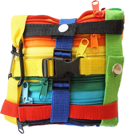 SENSORY4U Buckle Pillow Sensory Fine Motor Development Toy Activity Plushie - OT Therapy Tool Threading Counting Colors Latches Sorting Skills in One - 2nd Edition