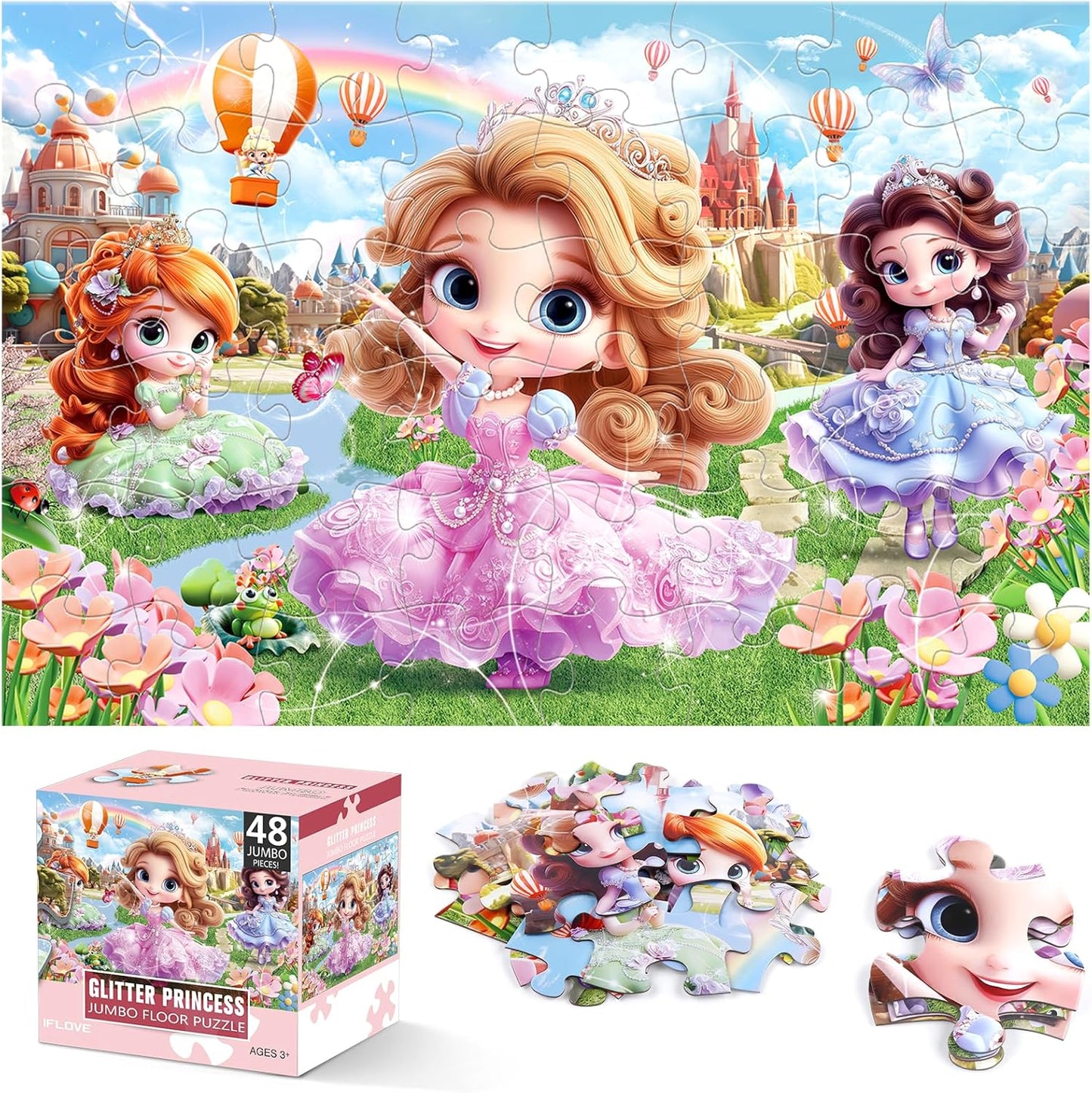 Jumbo Floor Puzzle for Kids,48 Piece Unicorn Large Jigsaw Puzzles,Puzzle for Toddler Ages 3-5,Fun Educational Preschool Learning Toy Easter Gift for Boys & Girls Ages 4-8