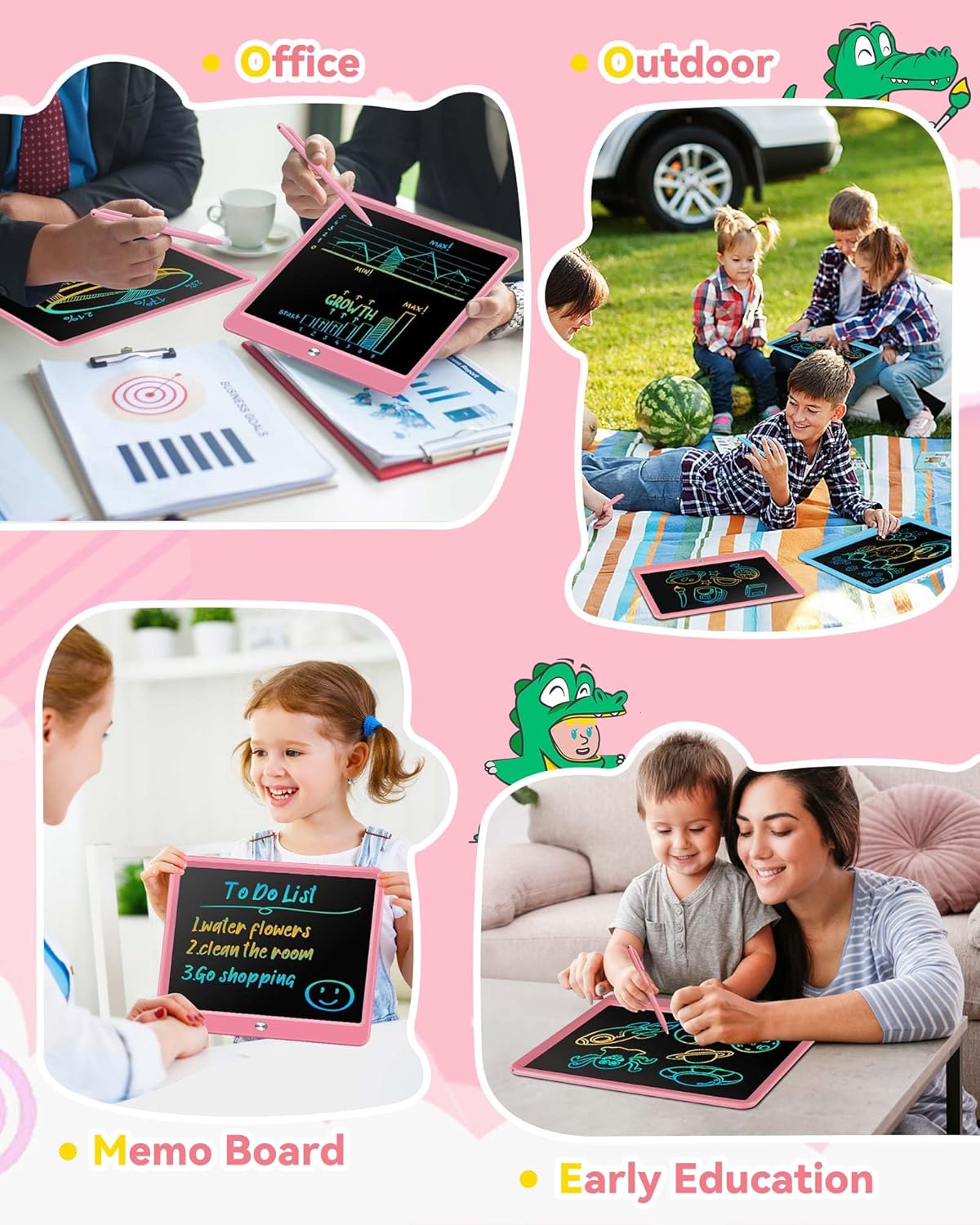 KOKODI 15 Inch LCD Writing Tablet with Anti-Lost Stylus, Erasable Doodle Board Colorful Toddler Drawing Pad, Car Travel School Games Toys for 3 4 5 6 7 8 Kids, Birthday Gift for Girls Boys Blue