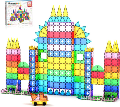 PicassoTiles Magnetic Building Block Set Geometry Shape Magnet Tiles Construction Toy STEM Learning Kit Educational Playset Playboard Pretend Play Stacking Blocks Child Brain Development PT16