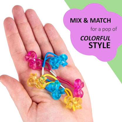 20pc Ponytailers Balls Elastics 18mm Round Opaque Multicolored Twin Beads Bauble Holders Toddler Kids Braiding Styling