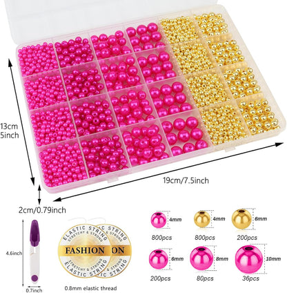 Hpebl 2136PCS Beads for Bracelets Pearl Bracelet Making Kit Friendship Bracelet Kits Bracelet Bead Kits Small Pearl Bead and Gold Beads Beading Kit for Bracelets Jewelry Making Kit
