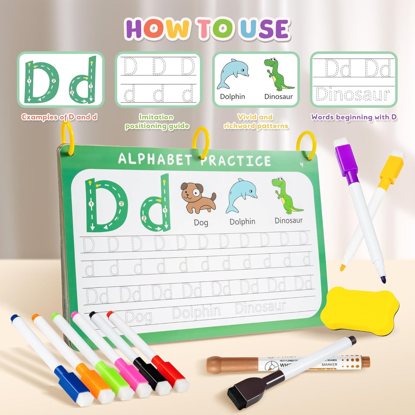 Fabeto Preschool Learning Activities, Letter Tracing Books for Kids Ages 3-5, Writing Practice for Toddler Busy Book, Montessori Educational Workbook for Kindergarten, Autism ABC Learn to Write Toy