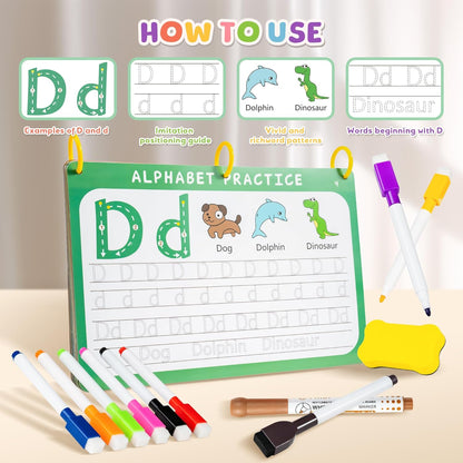 Fabeto Preschool Learning Activities, Letter Tracing Books for Kids Ages 3-5, Writing Practice for Toddler Busy Book, Montessori Educational Workbook for Kindergarten, Autism ABC Learn to Write Toy