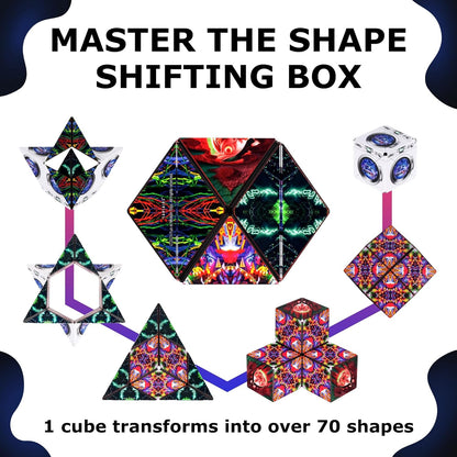 Shashibo Shape Shifting Box - Award-Winning STEM Fidget Toy with Ultra Strong Magnets - Puzzle Cube Transforms Into 100+ Shapes, Perfect Sensory Gift for Kids, Teens, and Adults (Glowquarium)