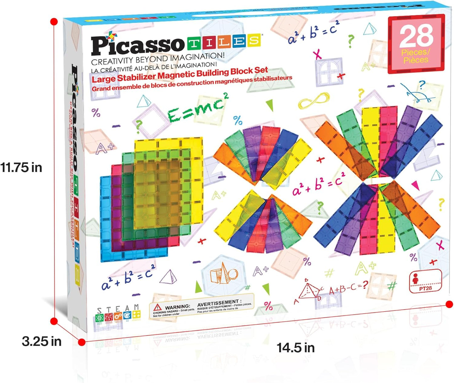 PicassoTiles 12pc Supersized Magnetic Building Tile Base Plate Jumbo XL Foundation Stabilizer Boards STEM Engineering Construction Kit for Kids Educational Learning Toy Magnet Blocks Stacking Set PT12