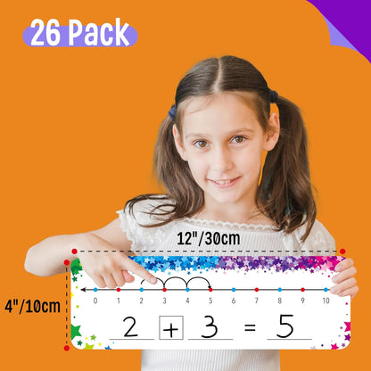 8 Packs Magnetic Number Line Boards, Dry Erase Writable and Erasable Math Board Addition & Subtraction White Board Magnets for Kids, Students, Classroom and Home (Each Measures 12” x 3.5”)