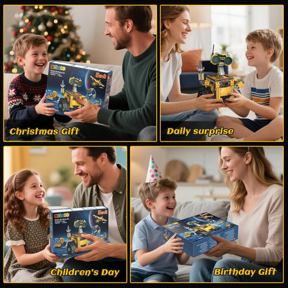 HiWEEGO Robot Building Sets for Kids - 5 in 1 Wall Robotic Kit, 748 PCS Robot with Interchangeable Arms Bulldozer Plane Building Block Toy Model for Boys Girls 8-12 Easter Home Decor