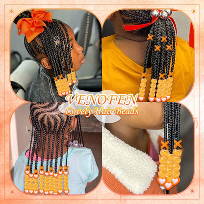 60PCS Purple Braids Beads 3 Styles Dreadlock Bead Accessories Cute Hair Jewelry AB Round Bead Decoration for Kids Girls