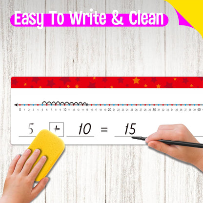 8 Packs Magnetic Number Line Boards, Dry Erase Writable and Erasable Math Board Addition & Subtraction White Board Magnets for Kids, Students, Classroom and Home (Each Measures 12” x 3.5”)