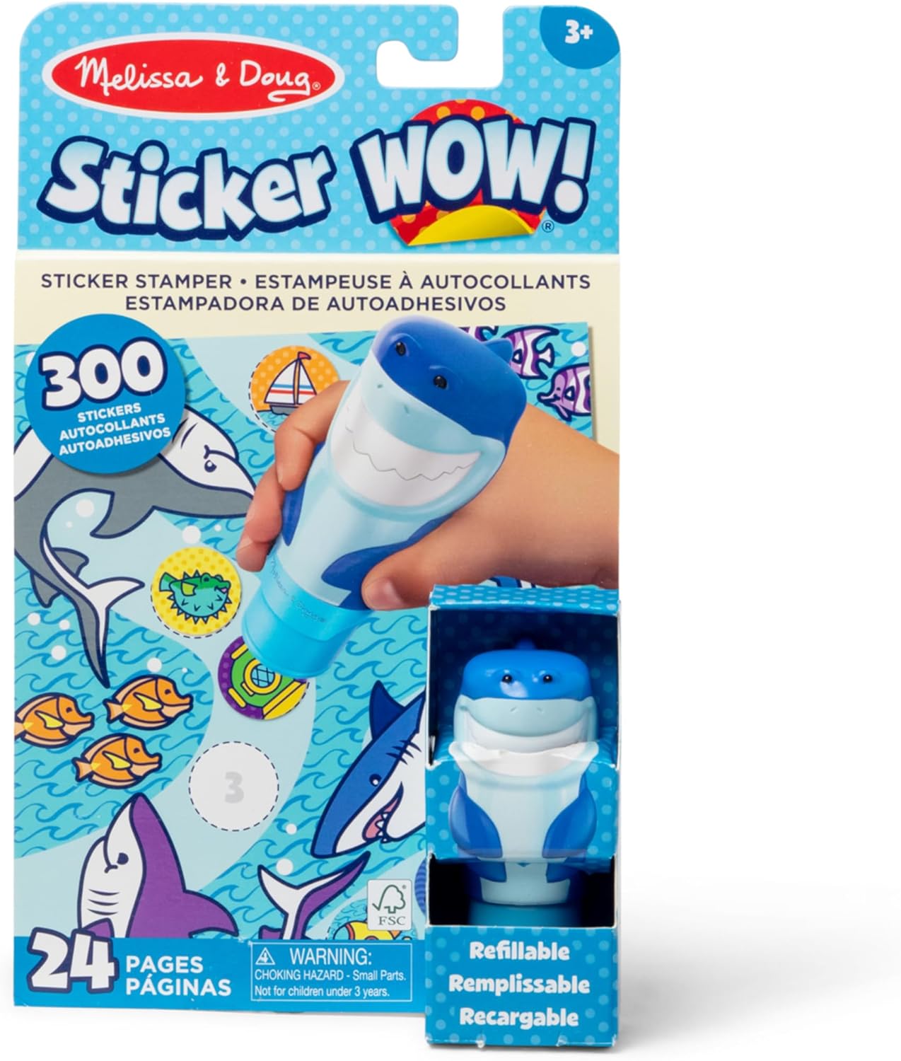 Melissa & Doug Sticker Wow!™ 24-Page Activity Pad and Sticker Stamper, 300 Stickers, Arts and Crafts Fidget Toy Collectible Character – Sea Turtle - for Kids Ages 3+ - FSC Certified