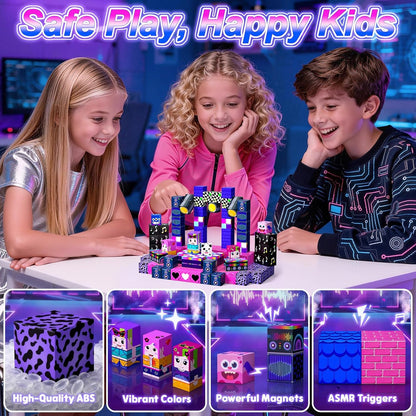 Magnetic Blocks, 150PCS Magnetic Building Blocks, Stacking Magnets for Kids, Sensory Toy for STEM Constructions Magnet Blocks for Girls Age 3+, Christmas Birthday Gifts (Snow Castle)