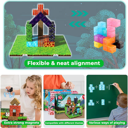 GraceDuck 300 PCS Magnetic Blocks - Magnetic Building Blocks, Stacking Magnets for Kids, Sensory Toy for STEM Montessori Sensory Toys for Kids 3+ Boys and Girls Christmas Birthday Gifts