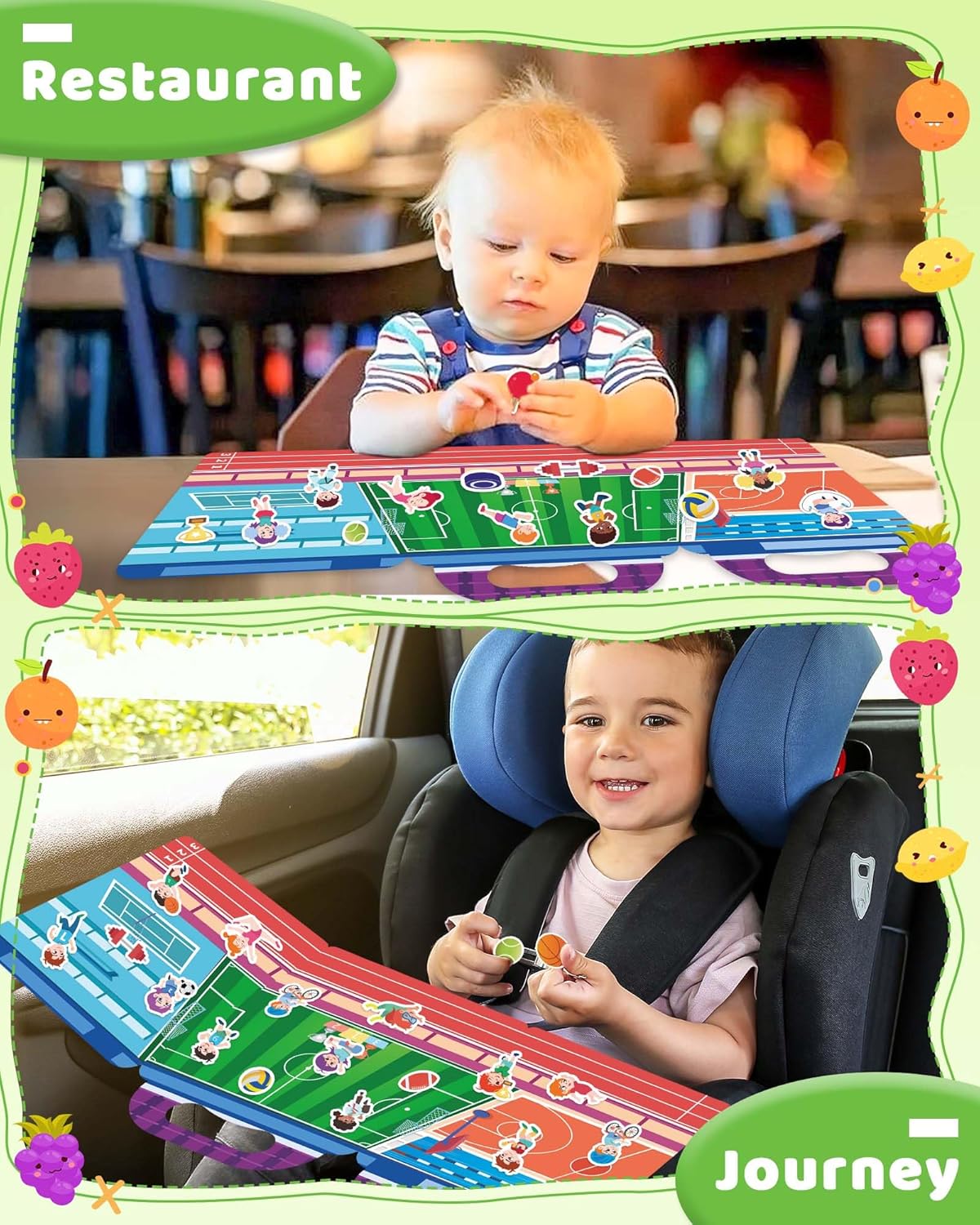 Benresive Reusable Sticker Books for Toddlers, Fun Travel Stickers for Kids, Toddler Sticker Book, Crafts Activities for Toddlers, 3 and Up Birthady Gifts - Vehicle